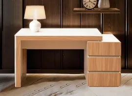 Clara Study Table - Sahara Walnut & White (LF-CLARA-STU-SWW-S)