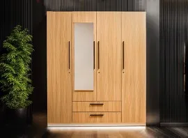 Crest Wardrobe - Sahara Walnut & White (LF-CRES-4WD-SWW-S)