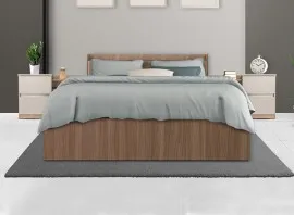 Louvre Double Bed With Drawer Units - LF-LOUVRE-BDQ-SHW-S  (Sahara Walnut)