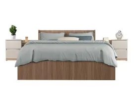 Louvre Double Bed With Drawer Units - LF-LOUVRE-BDQ-SHW-S  (Sahara Walnut)