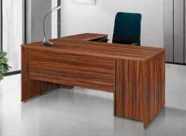 Office L Shape Office Table Drawer & Cupboard - Walnut Color (LF-OFI-LTAB-001-WN-S)