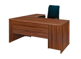 Office L Shape Office Table Drawer & Cupboard - Walnut Color (LF-OFI-LTAB-001-WN-S)