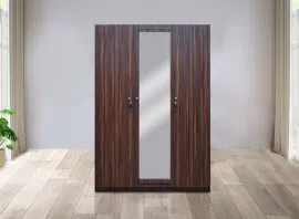 Rover Wardrobe - 3 Door With Mirror - Walnut (LF-ROVER-3DMW-WN-S)