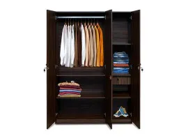 Rover Wardrobe - 3 Door With Mirror - Walnut (LF-ROVER-3DMW-WN-S)