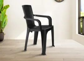 PHOENIX Rattan Lowback Plastic Chair - Black (RTN-LB-BL)