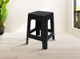 PHOENIX Rattan Plastic Stool - Black (RTN-ST-BL)