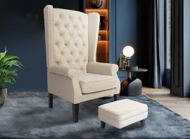 Abbey High Back Wing Chair (Beige) - WF-ABBEY-ACHR-BG-S
