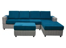 Awana Sectional sofa  - Grey Base And Blue Cushions