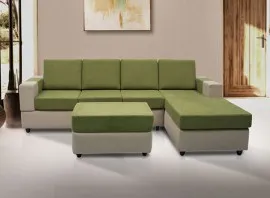 Awana Sectional sofa  - Beige Base And Green Cushions