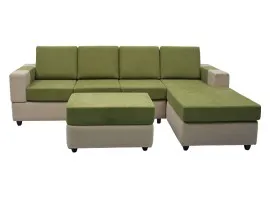 Awana Sectional sofa  - Beige Base And Green Cushions