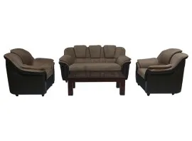 Dune Sofa - Brown PVC And Light Brown Micro Fabric (WF-DUNE-01-S)