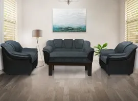 Dune Sofa - Black PVC And Grey Micro Fabric