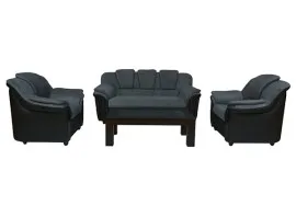 Dune Sofa - Black PVC And Grey Micro Fabric