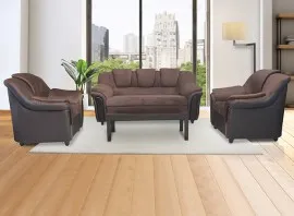 Dune Sofa - Brown PVC And Dark Brown Micro Fabric (WF-DUNE-03-S)