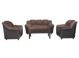 Dune Sofa - Brown PVC And Dark Brown Micro Fabric (WF-DUNE-03-S)