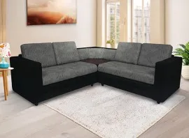 Legend Sectional Sofa - Black Base And Dark Grey Cushions