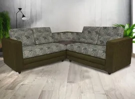Legend Sectional Sofa - Greenish Base And White And Green Back Cushions