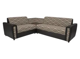 Levon Sectional Sofa - Brown PVC And Light Brown Flocking Fabric