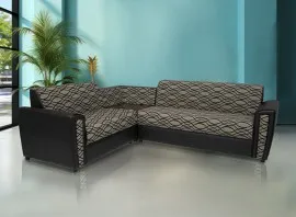 Levon Sectional Sofa - Brown PVC And Brown Colour Flocking Fabric
