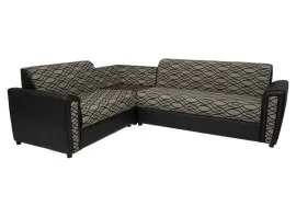 Levon Sectional Sofa - Brown PVC And Brown Colour Flocking Fabric
