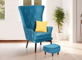 Zen High Back Wing Chair Foot Stool Only (Blue) - WF-ZEN-ST-BU-S