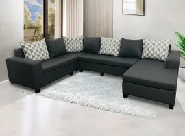 Florac Sofa - 4 Seaters With Longue - Gray Fabric (WFL-FLORAC-08-GR-S)
