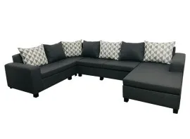 Florac Sofa - 4 Seaters With Longue - Gray Fabric (WFL-FLORAC-08-GR-S)