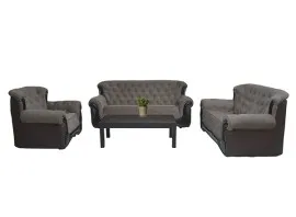Kingston Fabric Sofa - Brown PVC And Fabric