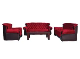 Kingston Fabric Sofa - Maroon PVC And Fabric