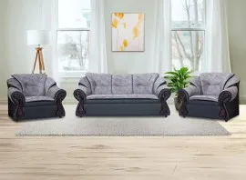 Raid Sofa (Black PVC And Fabric) - WFL-NEW-RAID-BL-S