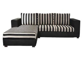 Winter Sectional Sofa - Black Base And Black And Light Brown Striped Cushions