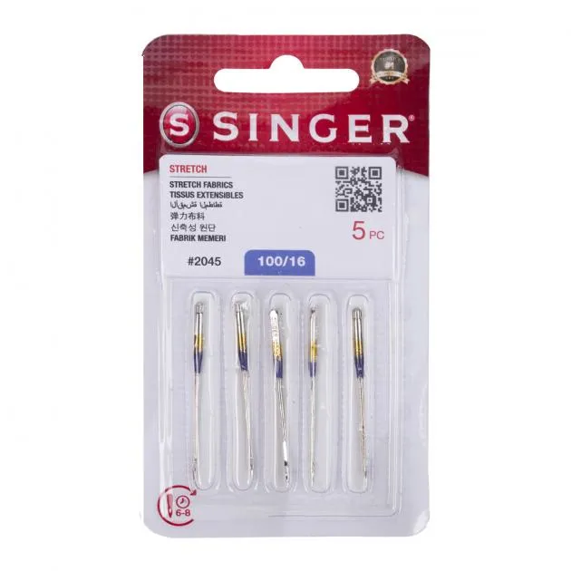 Singer Ball Point (2045) Sewing Machine Needles, Size 100/16