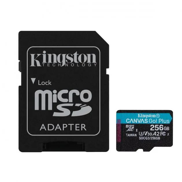 Kingston Canvas Go! Plus microSD Card 256GB Class 10, UHS-I, U3, V30, A2