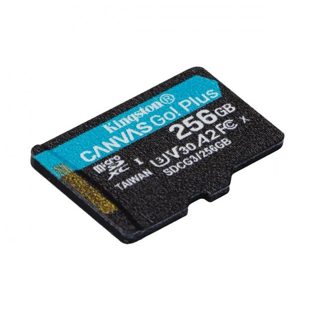 Kingston Canvas Go! Plus microSD Card 256GB Class 10, UHS-I, U3, V30, A2