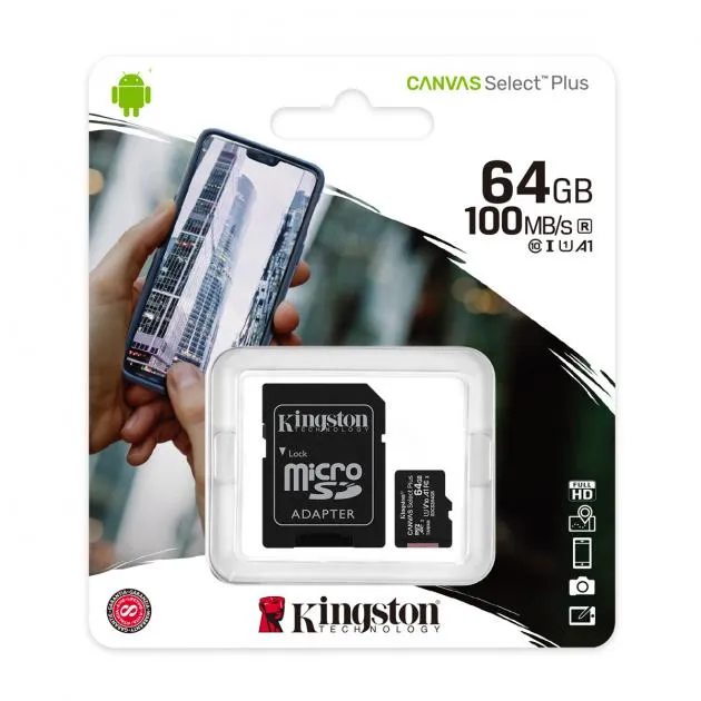 Kingston Canvas Select Plus microSD Card 64GB Class 10 UHS-I