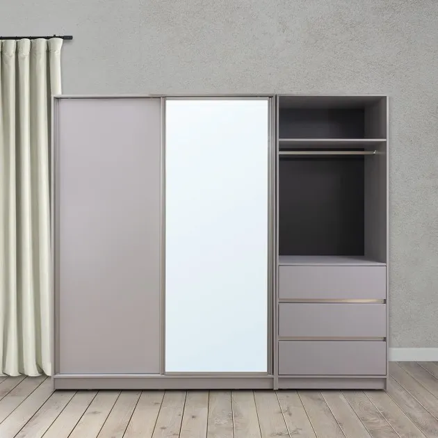 Halden 3 Door Wardrobe - Black & Grey (LF-HALDEN-3WD-BL-S)