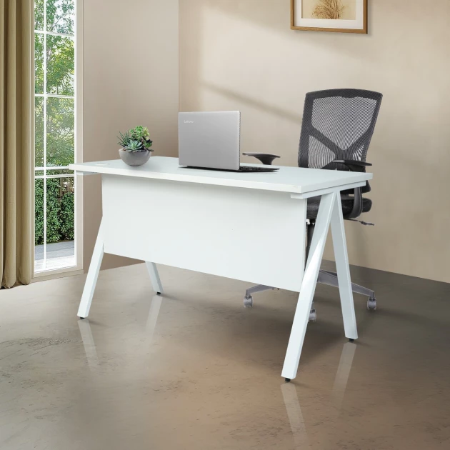 Iron Leg Office Table - White (LF-OFI-ST-002-WH-S)