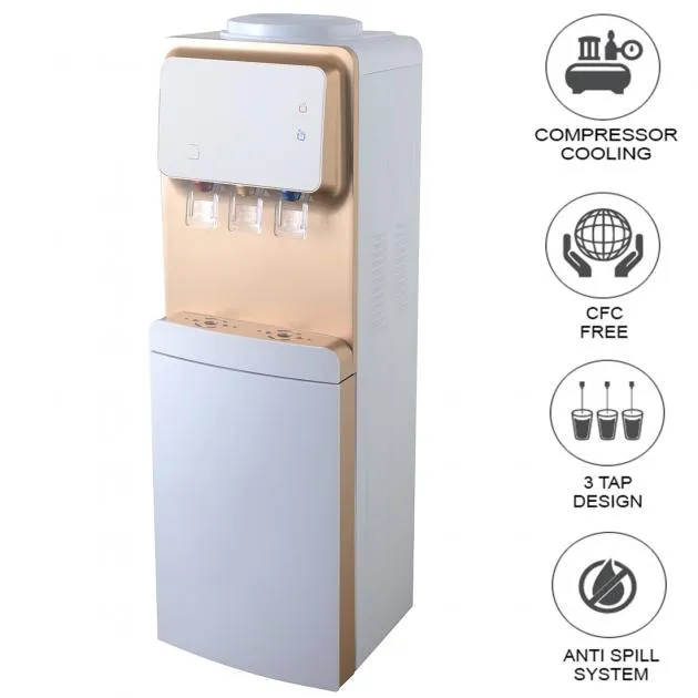 Nikai Water Dispenser - 3 Taps With 16L Refrigerator Storage, 500 W