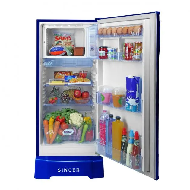 Singer GEO Refrigerator - Single Door, 185L (Floral Blue)