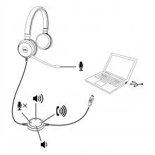 Dell Pro Stereo Headset UC150, Wired, USB (Black) Thumbnail 3
