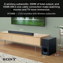 Sony HT-S400 - 2.1Ch Soundbar With Powerful Wireless Subwoofer Thumbnail 8