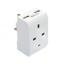 Kevilton 13A Fused Adaptor/1 To 1 Convertor With 2 USB (KV-FPAU2-13A)