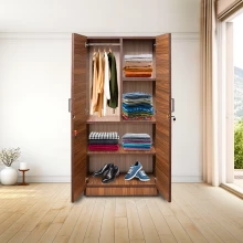 2 Door Wardrobe - Cairo Walnut Colour (LF-ECOM-2WD-CRW-S) Thumbnail 2