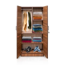 2 Door Wardrobe - Cairo Walnut Colour (LF-ECOM-2WD-CRW-S) Thumbnail 4