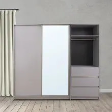 Halden 3 Door Wardrobe - Black & Grey (LF-HALDEN-3WD-BL-S)