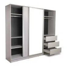 Halden 3 Door Wardrobe - Black & Grey (LF-HALDEN-3WD-BL-S) Thumbnail 3