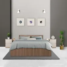 Louvre Double Bed With Drawer Units - LF-LOUVRE-BDQ-SHW-S  (Sahara Walnut)