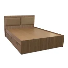 Louvre Double Bed With Drawer Units - LF-LOUVRE-BDQ-SHW-S  (Sahara Walnut) Thumbnail 2