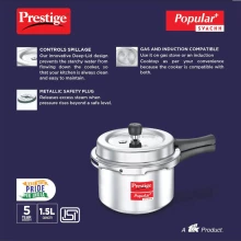 Prestige Popular Plus 1.5L Aluminium Pressure Cooker - Svachh (PCP15-SV) Thumbnail 5