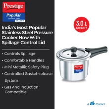 Prestige 3L Popular Stainless Steel Pressure Cooker SVACHH (PCP30-SS-SV) Thumbnail 3